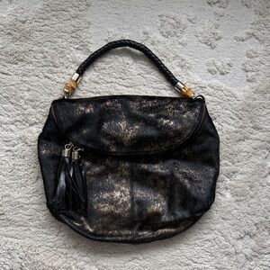 Elaine Turner Black and Gold Hobo Bag